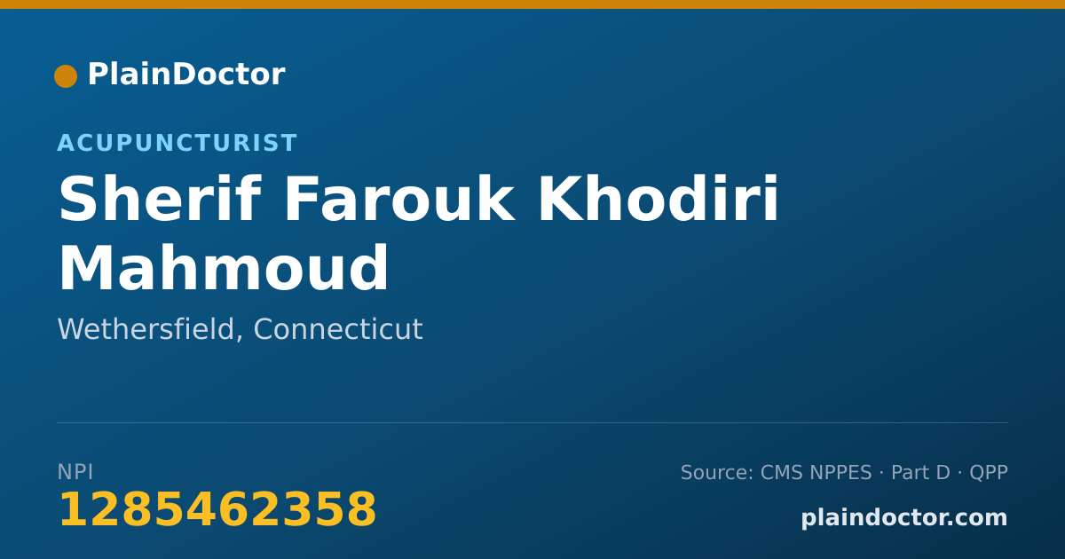 Shareable card for Sherif Farouk Khodiri Mahmoud - Acupuncturist, Wethersfield, CT