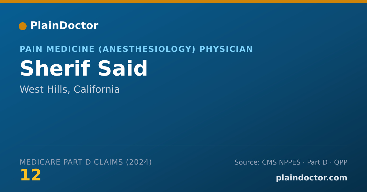 Shareable card for Sherif Said - Pain Medicine (Anesthesiology) Physician, West Hills, CA