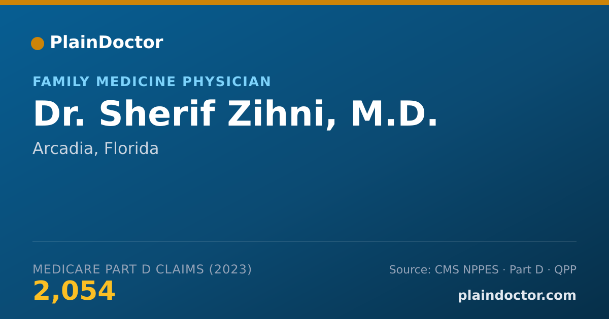 Shareable card for Sherif Zihni, M.D. - Family Medicine Physician, Arcadia, FL