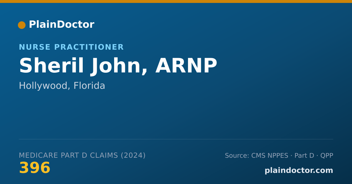 Shareable card for Sheril John, ARNP - Nurse Practitioner, Hollywood, FL