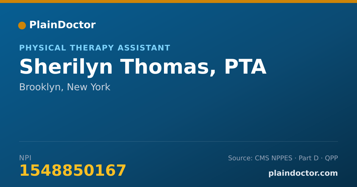 Shareable card for Sherilyn Thomas, PTA - Physical Therapy Assistant, Brooklyn, NY