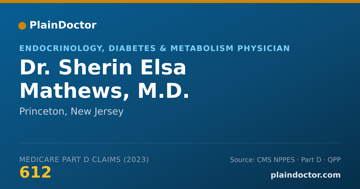 Shareable card for Sherin Elsa Mathews, M.D. - Endocrinology, Diabetes & Metabolism Physician, Princeton, NJ