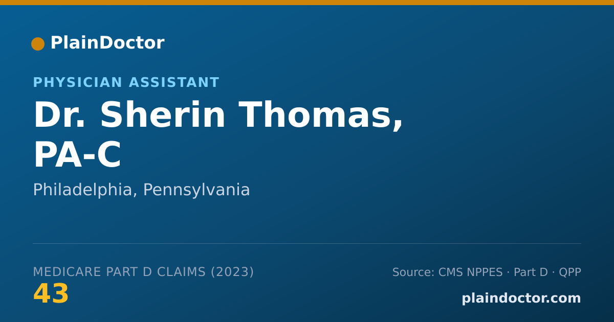 Shareable card for Sherin Thomas, PA-C - Physician Assistant, Philadelphia, PA