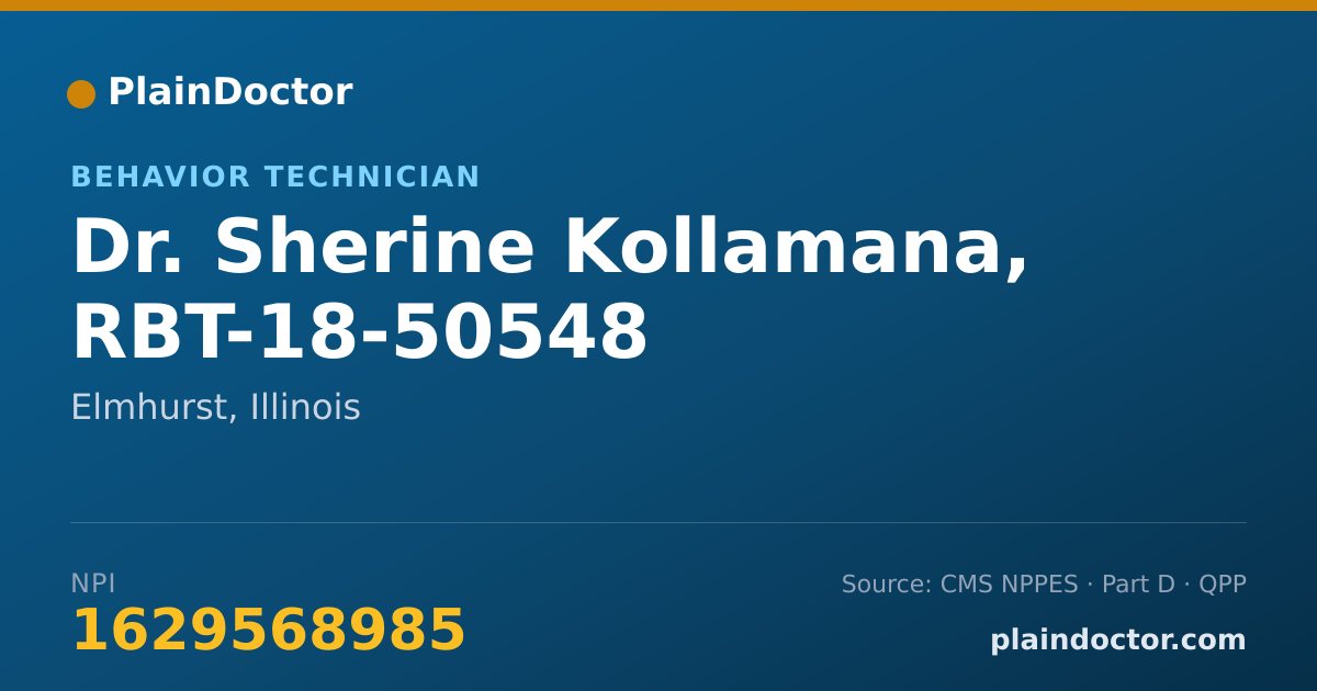Shareable card for Sherine Kollamana, RBT-18-50548 - Behavior Technician, Elmhurst, IL