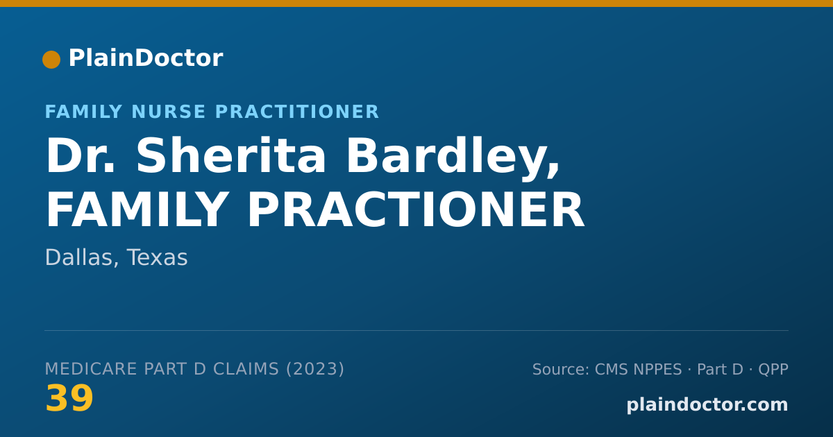 Shareable card for Sherita Bardley, FAMILY PRACTIONER - Family Nurse Practitioner, Dallas, TX