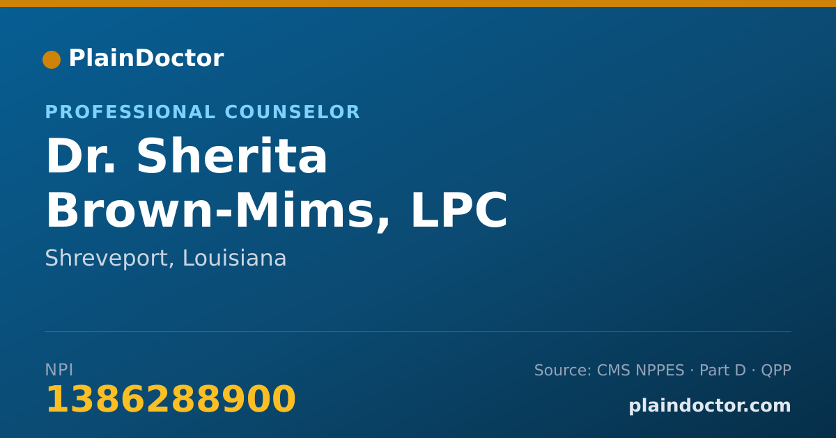 Shareable card for Sherita Brown-Mims, LPC - Professional Counselor, Shreveport, LA