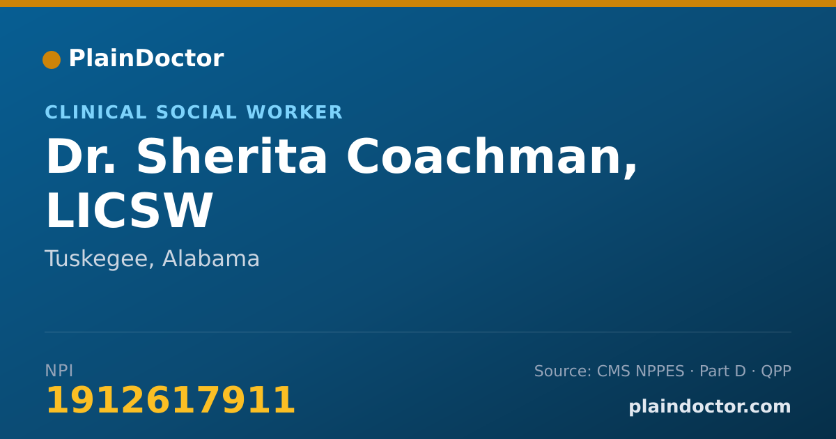 Shareable card for Sherita Coachman, LICSW - Clinical Social Worker, Tuskegee, AL