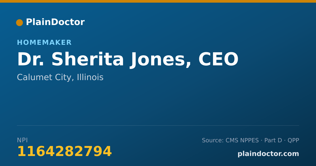 Shareable card for Sherita Jones, CEO - Homemaker, Calumet City, IL