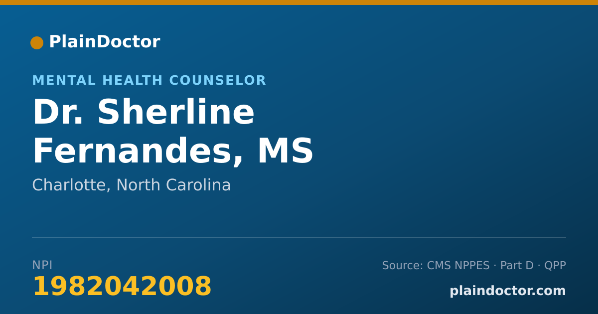 Shareable card for Sherline Fernandes, MS - Mental Health Counselor, Charlotte, NC