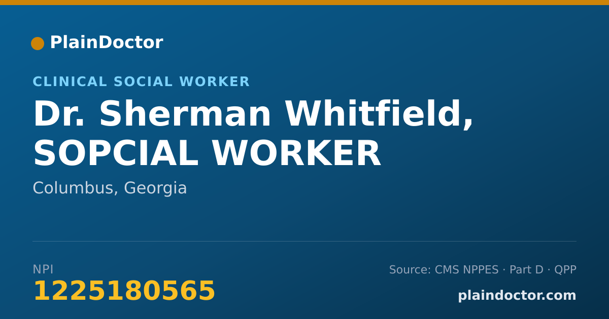 Shareable card for Sherman Whitfield, SOPCIAL WORKER - Clinical Social Worker, Columbus, GA