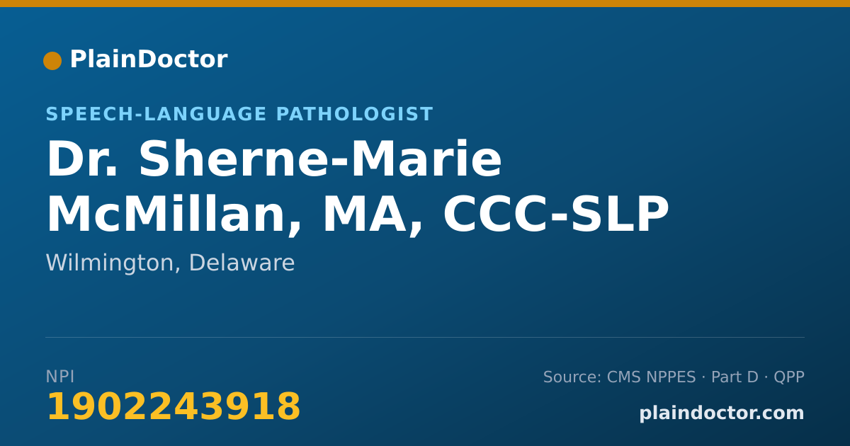 Shareable card for Sherne-Marie McMillan, MA, CCC-SLP - Speech-Language Pathologist, Wilmington, DE