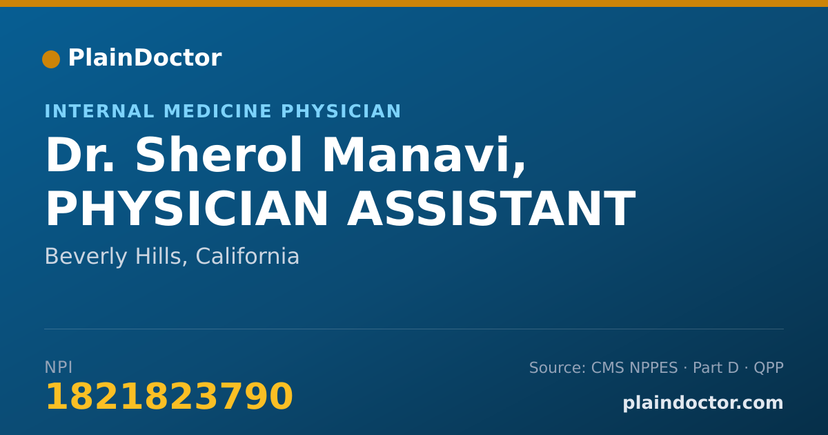 Shareable card for Sherol Manavi, PHYSICIAN ASSISTANT - Internal Medicine Physician, Beverly Hills, CA