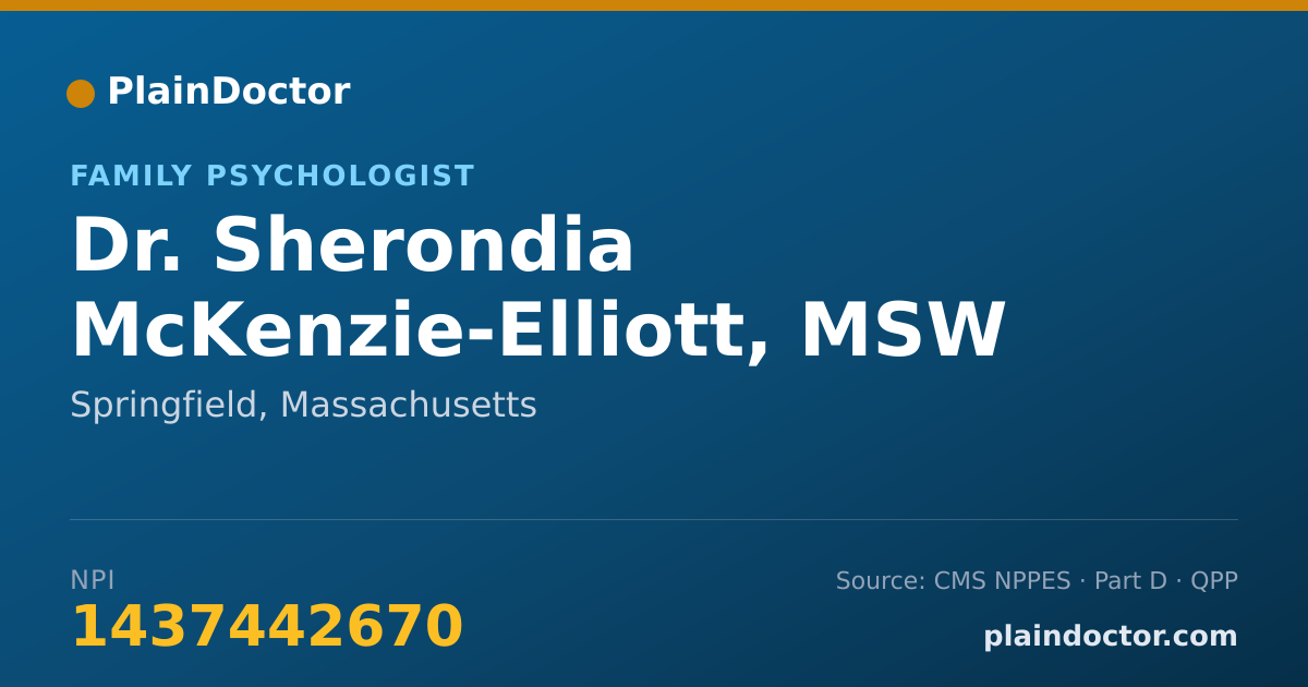 Shareable card for Sherondia McKenzie-Elliott, MSW - Family Psychologist, Springfield, MA