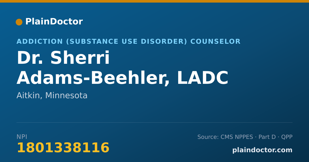 Shareable card for Sherri Adams-Beehler, LADC - Addiction (Substance Use Disorder) Counselor, Aitkin, MN