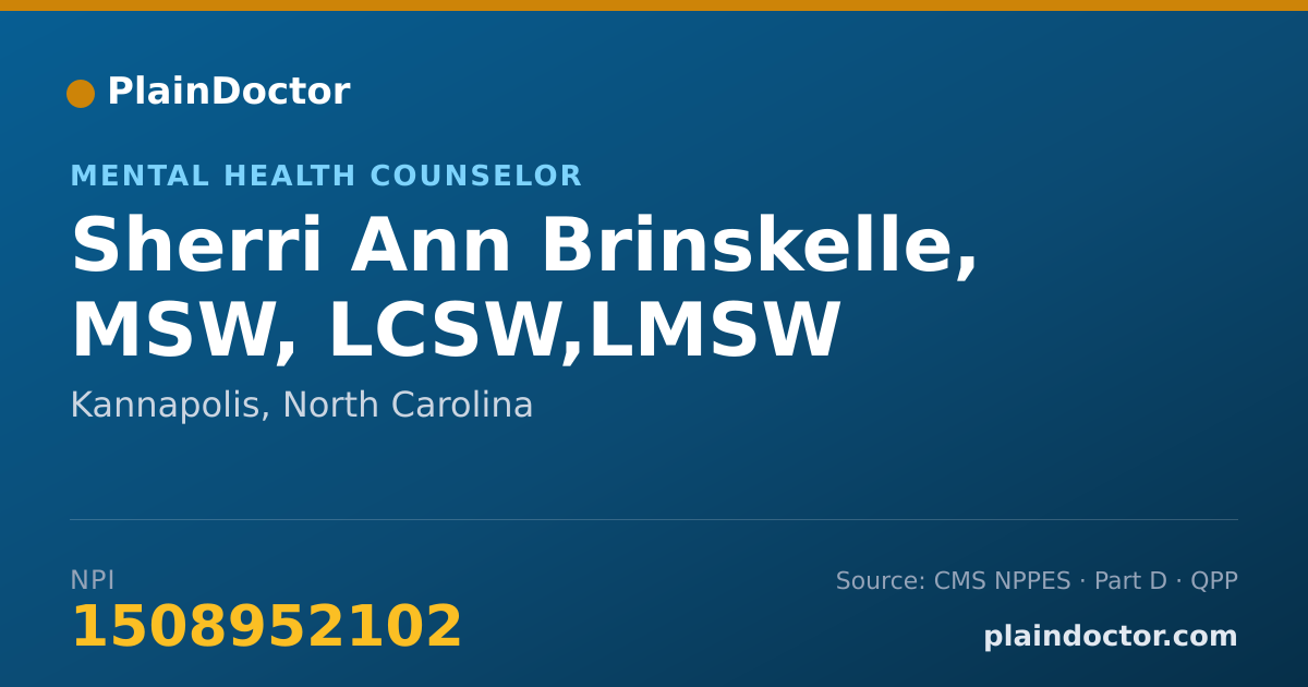 Shareable card for Sherri Ann Brinskelle, MSW, LCSW,LMSW - Mental Health Counselor, Kannapolis, NC