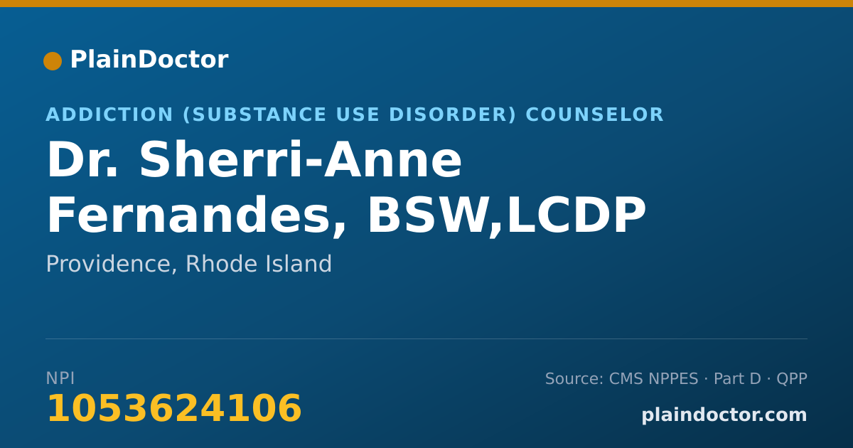 Shareable card for Sherri-Anne Fernandes, BSW,LCDP - Addiction (Substance Use Disorder) Counselor, Providence, RI