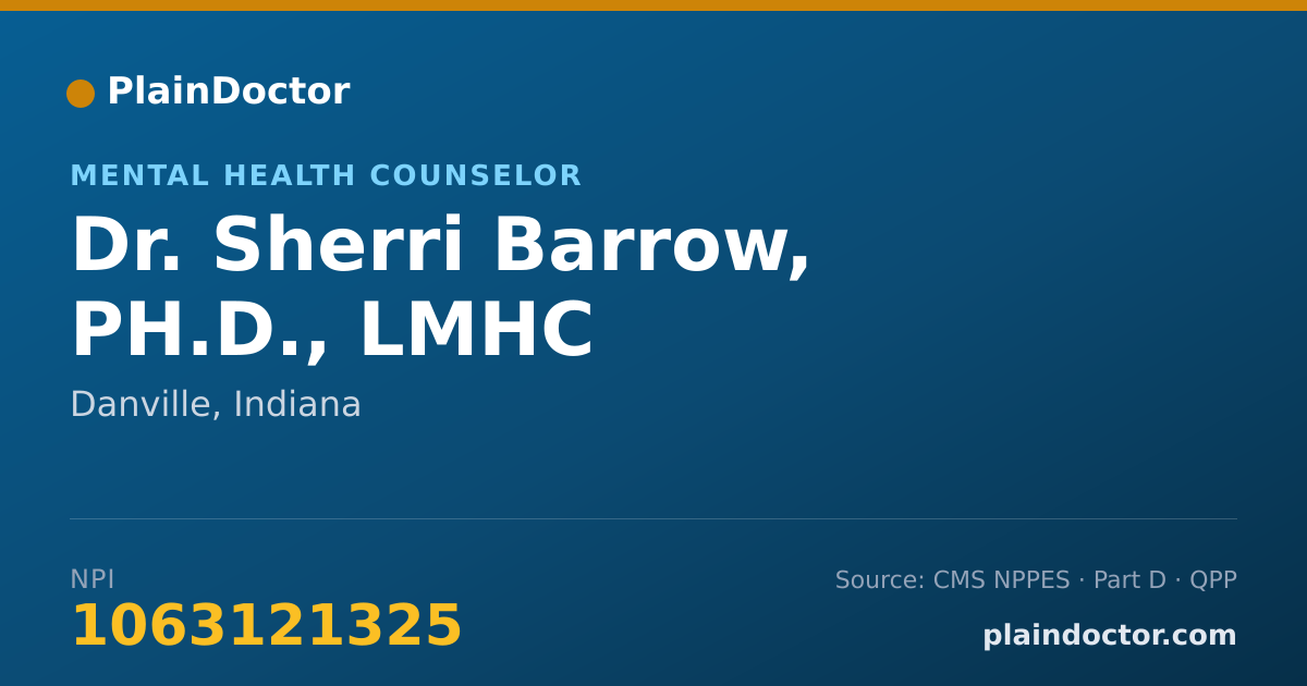 Shareable card for Sherri Barrow, PH.D., LMHC - Mental Health Counselor, Danville, IN