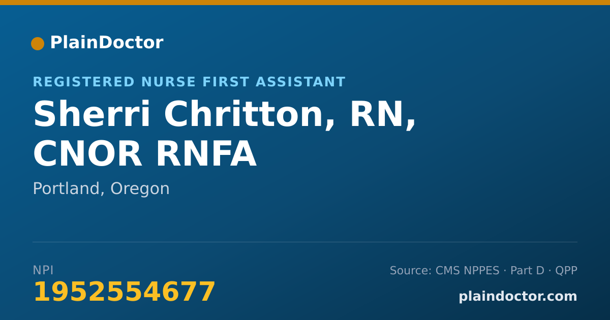 Shareable card for Sherri Chritton, RN, CNOR RNFA - Registered Nurse First Assistant, Portland, OR
