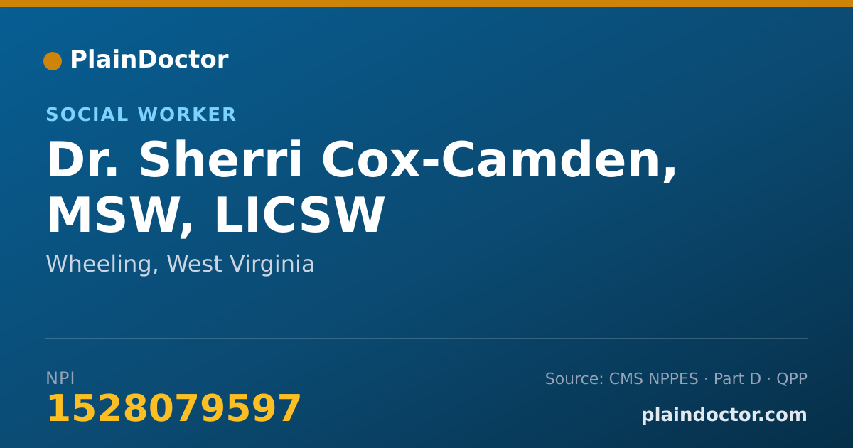 Shareable card for Sherri Cox-Camden, MSW, LICSW - Social Worker, Wheeling, WV