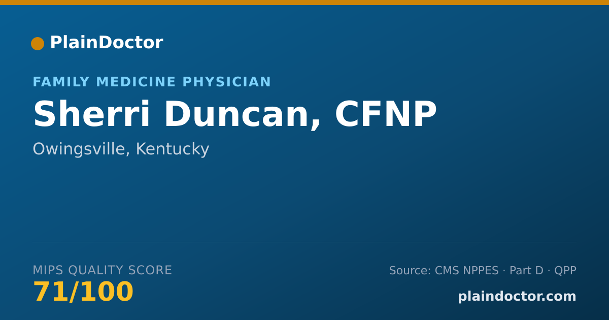 Shareable card for Sherri Duncan, CFNP - Family Medicine Physician, Owingsville, KY