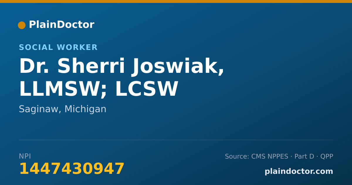 Shareable card for Sherri Joswiak, LLMSW; LCSW - Social Worker, Saginaw, MI