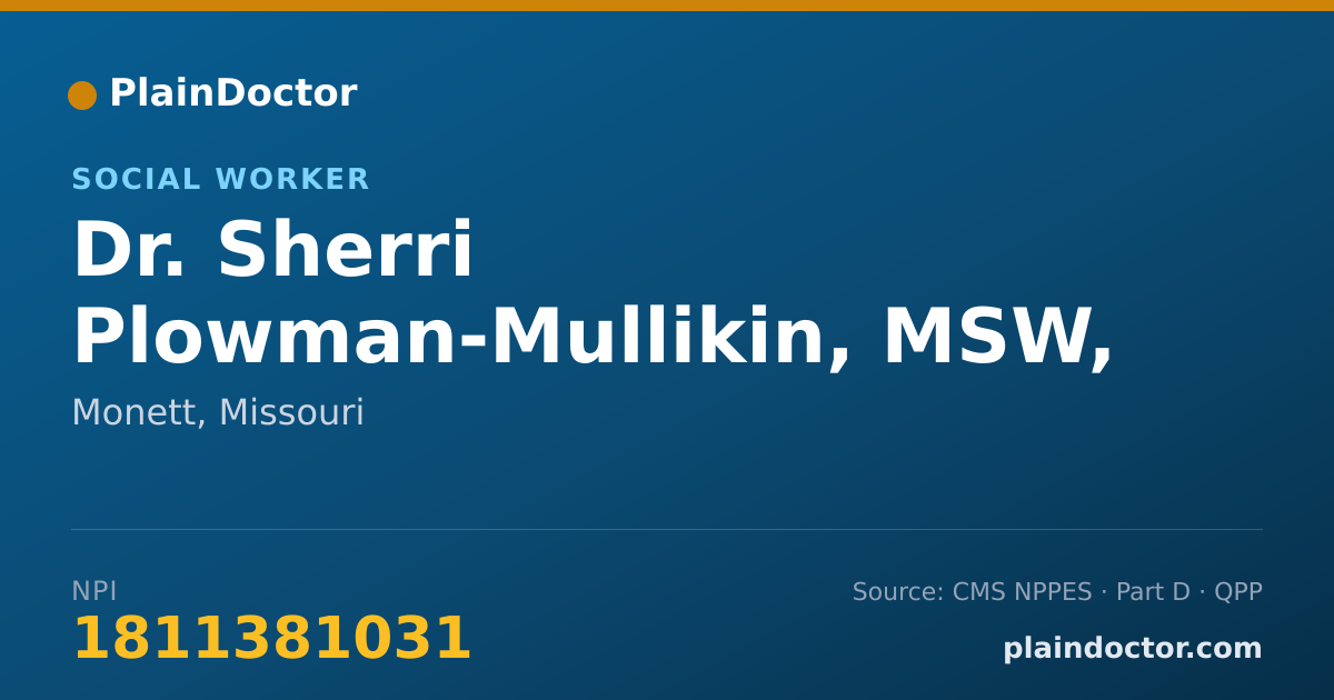 Shareable card for Sherri Plowman-Mullikin, MSW, LCSW - Social Worker, Monett, MO