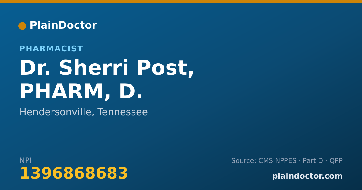 Shareable card for Sherri Post, PHARM, D. - Pharmacist, Hendersonville, TN