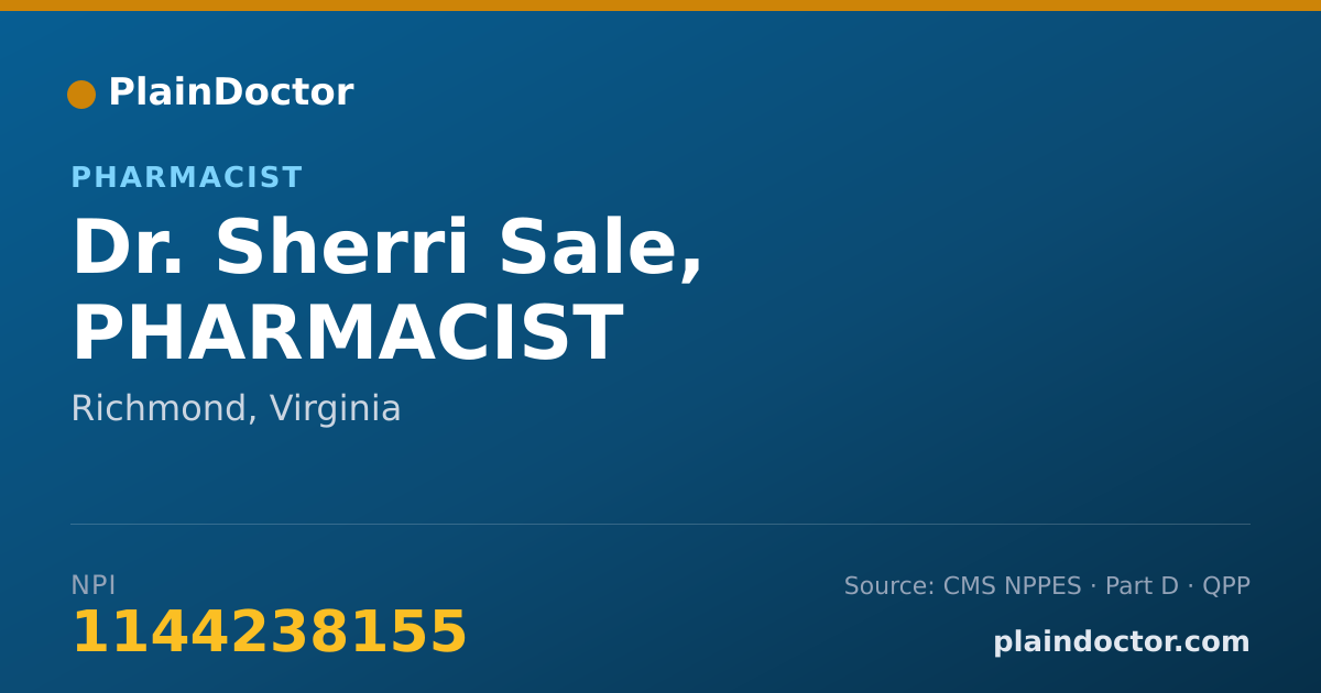 Shareable card for Sherri Sale, PHARMACIST - Pharmacist, Richmond, VA