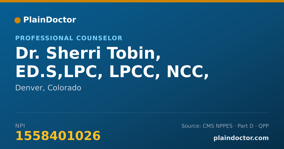 Shareable card for Sherri Tobin, ED.S,LPC, LPCC, NCC, - Professional Counselor, Denver, CO