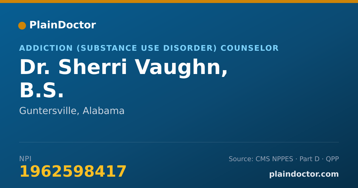 Shareable card for Sherri Vaughn, B.S. - Addiction (Substance Use Disorder) Counselor, Guntersville, AL