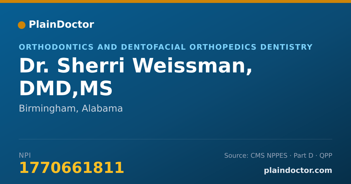 Shareable card for Sherri Weissman, DMD,MS - Orthodontics and Dentofacial Orthopedics Dentistry, Birmingham, AL