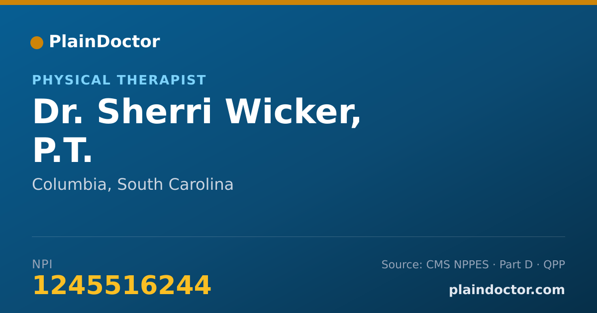 Shareable card for Sherri Wicker, P.T. - Physical Therapist, Columbia, SC
