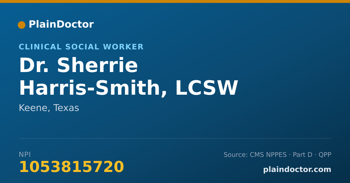 Shareable card for Sherrie Harris-Smith, LCSW - Clinical Social Worker, Keene, TX
