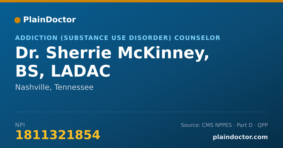 Shareable card for Sherrie McKinney, BS, LADAC - Addiction (Substance Use Disorder) Counselor, Nashville, TN