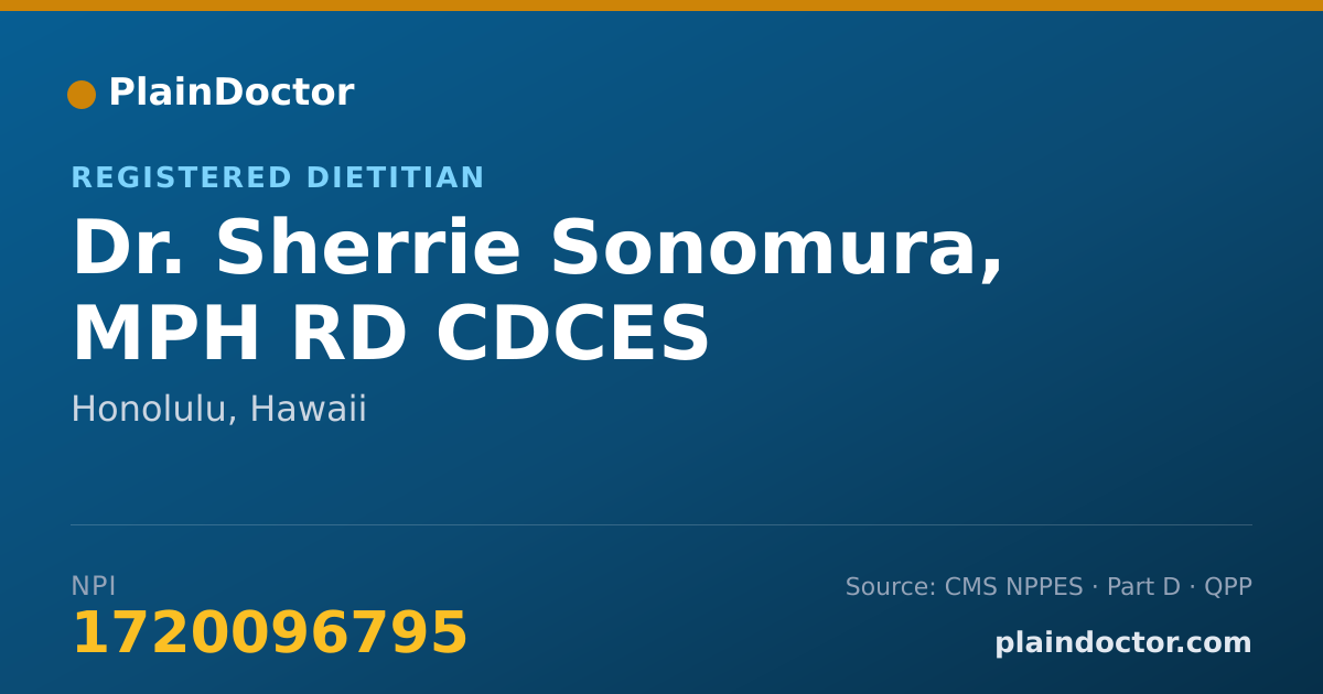Shareable card for Sherrie Sonomura, MPH RD CDCES - Registered Dietitian, Honolulu, HI