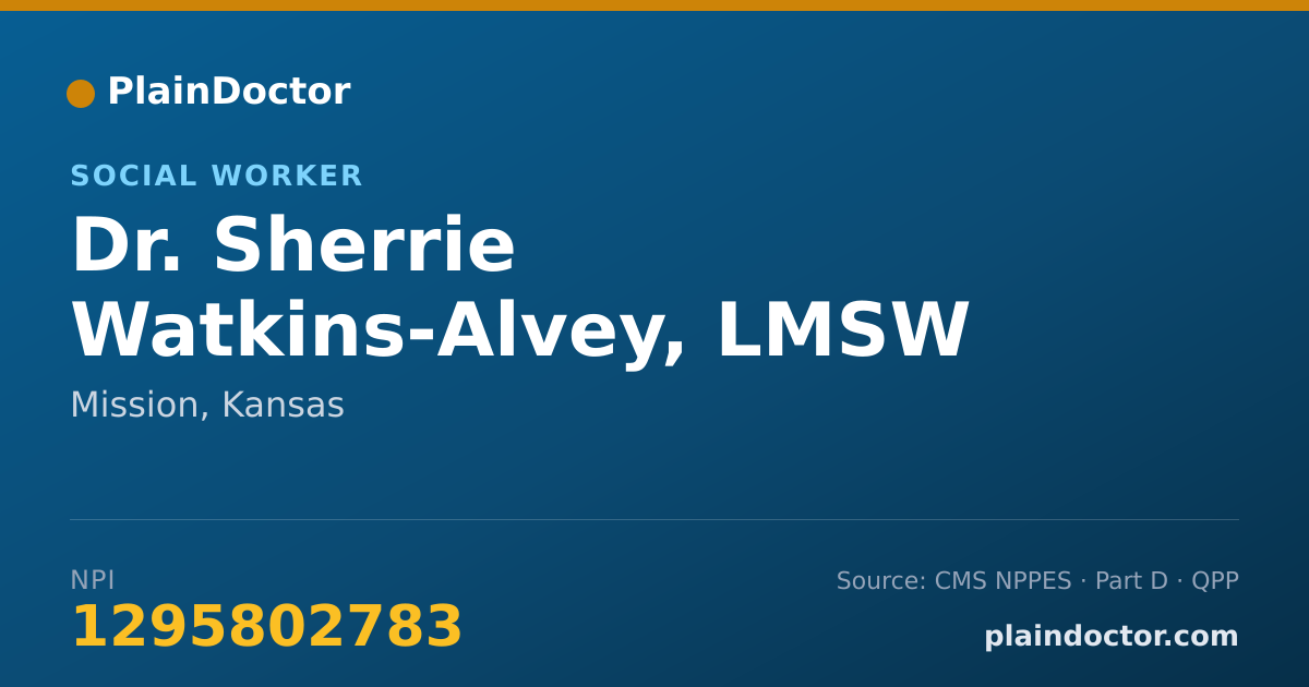 Shareable card for Sherrie Watkins-Alvey, LMSW - Social Worker, Mission, KS