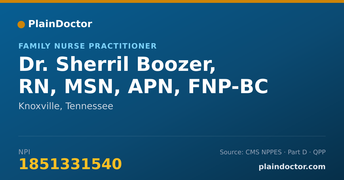 Shareable card for Sherril Boozer, RN, MSN, APN, FNP-BC - Family Nurse Practitioner, Knoxville, TN