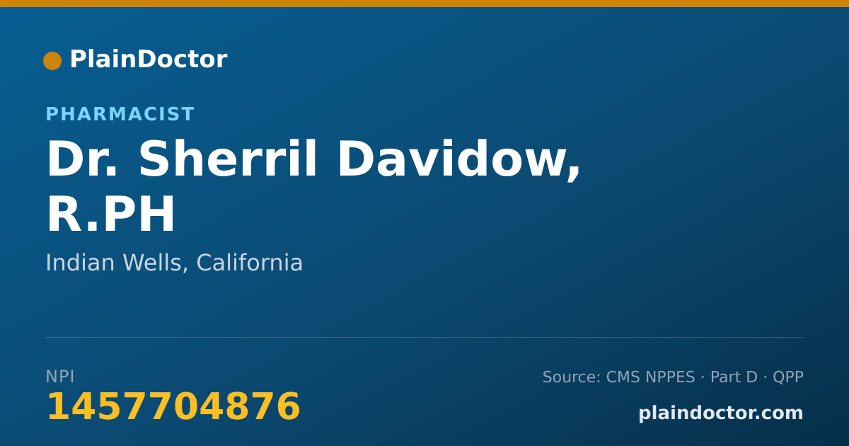 Shareable card for Sherril Davidow, R.PH - Pharmacist, Indian Wells, CA