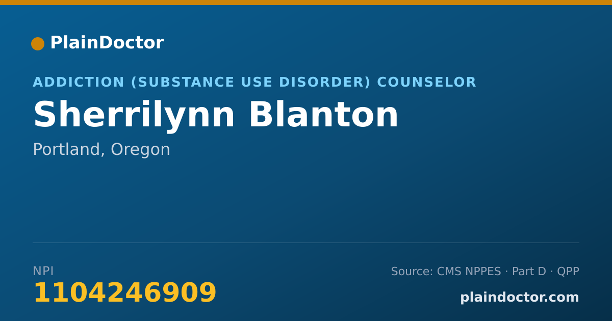 Shareable card for Sherrilynn Blanton - Addiction (Substance Use Disorder) Counselor, Portland, OR