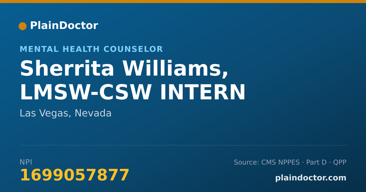 Shareable card for Sherrita Williams, LMSW-CSW INTERN - Mental Health Counselor, Las Vegas, NV