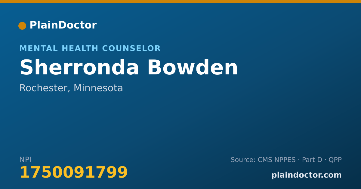 Shareable card for Sherronda Bowden - Mental Health Counselor, Rochester, MN