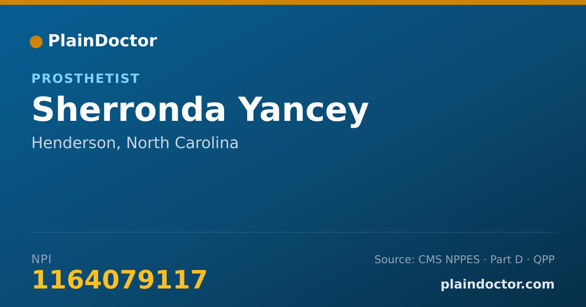 Shareable card for Sherronda Yancey - Prosthetist, Henderson, NC
