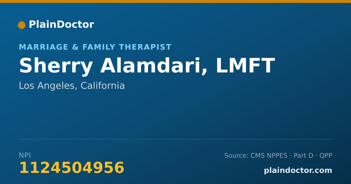 Shareable card for Sherry Alamdari, LMFT - Marriage & Family Therapist, Los Angeles, CA