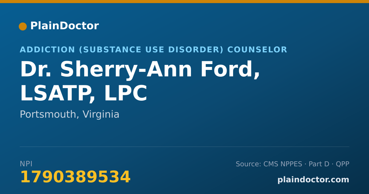 Shareable card for Sherry-Ann Ford, LSATP, LPC - Addiction (Substance Use Disorder) Counselor, Portsmouth, VA