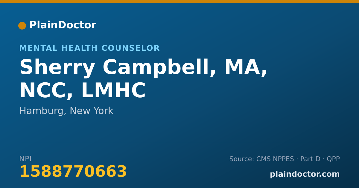 Shareable card for Sherry Campbell, MA, NCC, LMHC - Mental Health Counselor, Hamburg, NY