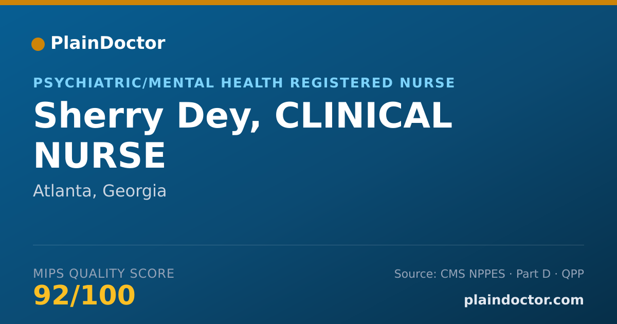 Shareable card for Sherry Dey, CLINICAL NURSE - Psychiatric/Mental Health Registered Nurse, Atlanta, GA