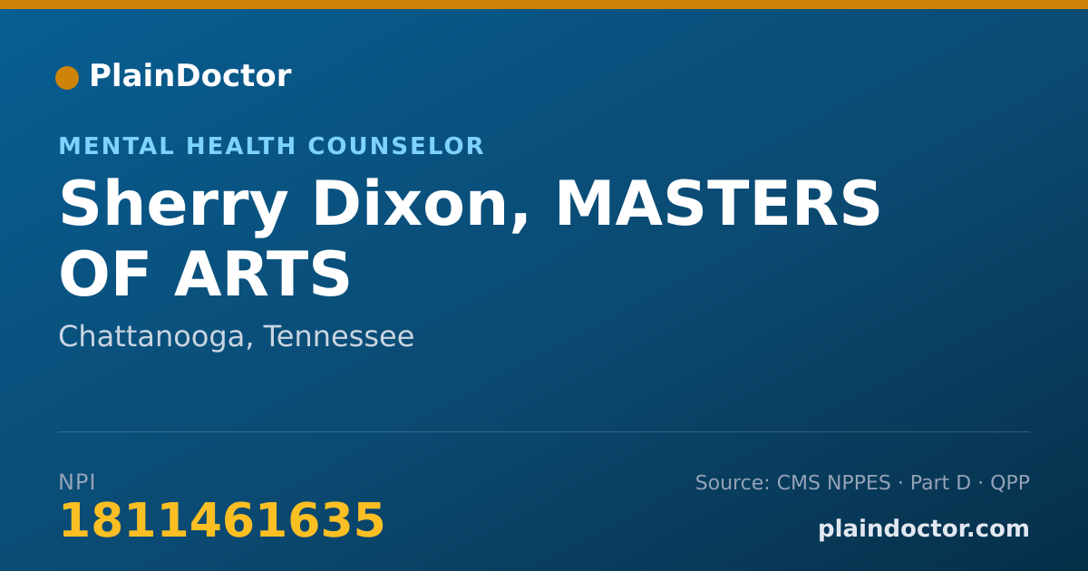 Shareable card for Sherry Dixon, MASTERS OF ARTS - Mental Health Counselor, Chattanooga, TN