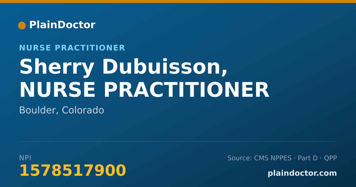 Shareable card for Sherry Dubuisson, NURSE PRACTITIONER - Nurse Practitioner, Boulder, CO
