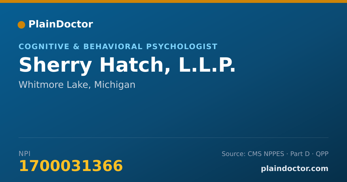 Shareable card for Sherry Hatch, L.L.P. - Behavior Analyst, Whitmore Lake, MI