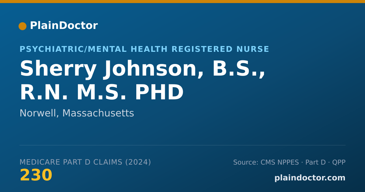 Shareable card for Sherry Johnson, B.S., R.N. M.S. PHD - Psychiatric/Mental Health Registered Nurse, Norwell, MA